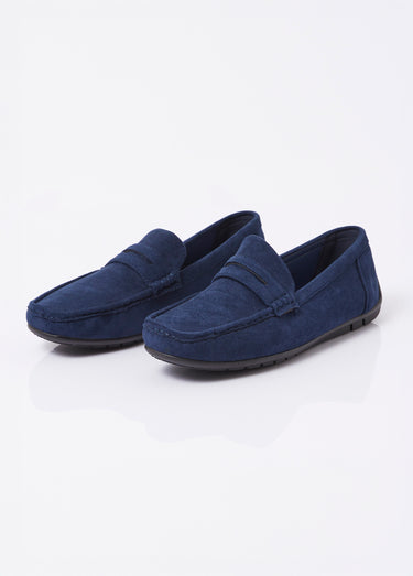 Mocassins suédine, semelle antidérapante Bleu