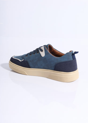 Baskets plates casual chic en suédine Bleu