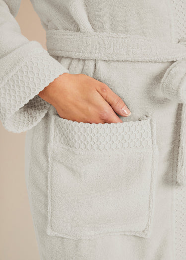 Peignoir éponge pur coton forme kimono Ivoire