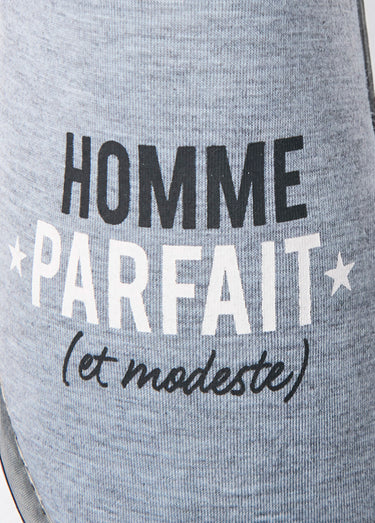 Chaussons mules à message humoristique Gris