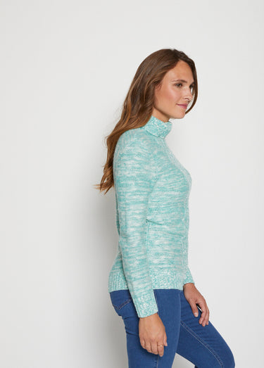Le pull col roulé torsadé Chine Vert