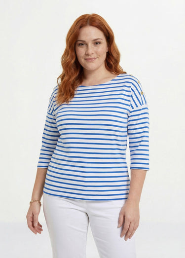 T-shirt marinière rayé manches 3/4 Blanc/Bleu