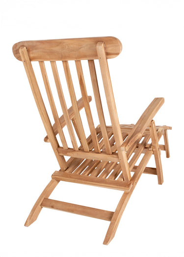 Chaise longue teck, avec  repose pieds Naturel
