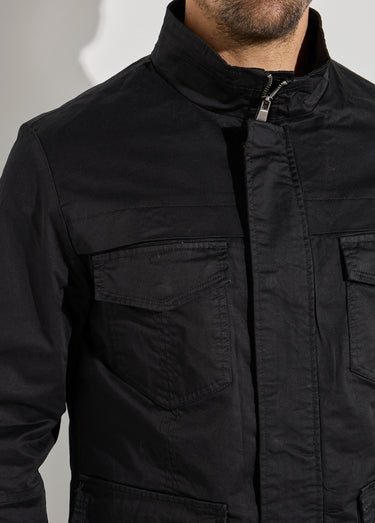 Veste casual multipoches col montant Noir