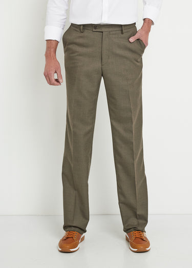 Pantalon ceinture ajustable invisible tissu sergé laine Kaki