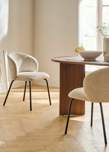 VESPER Chaises tissu chiné, pieds métal Beige