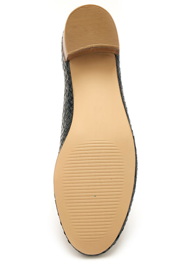 Escarpins cuir tressé largeur confort Marine