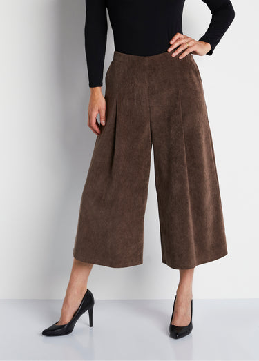 Jupe-culotte longue velours milleraies Taupe