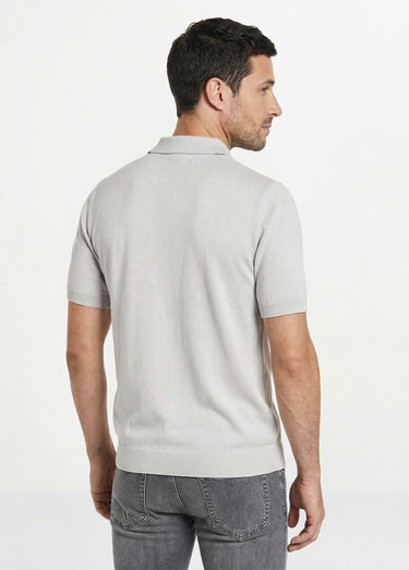 Polo zippé manches courtes rayures jacquard Gris