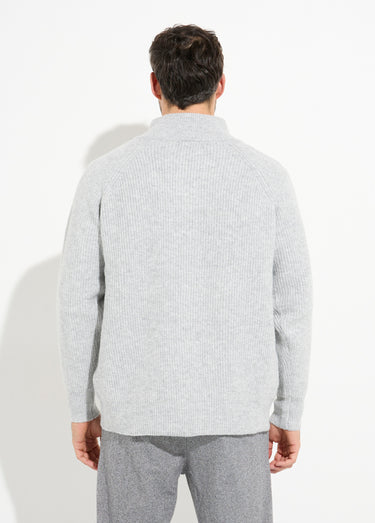 Gilet zippé chaud avec laine, col montant Gris