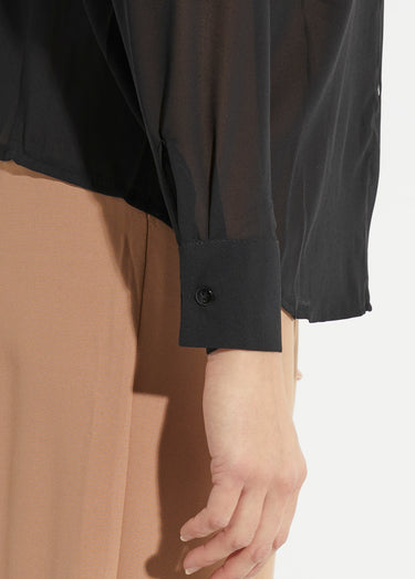 Chemisier vaporeux voile manches longues Noir