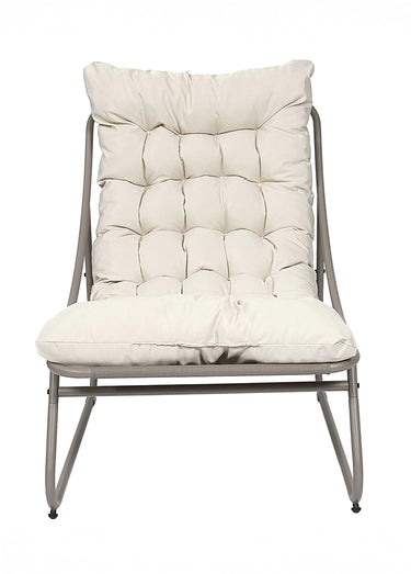 Fauteuil assise rembourrée et pied acier Beige