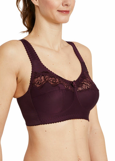 Soutien-gorge sans armatures tulle brodé Prune