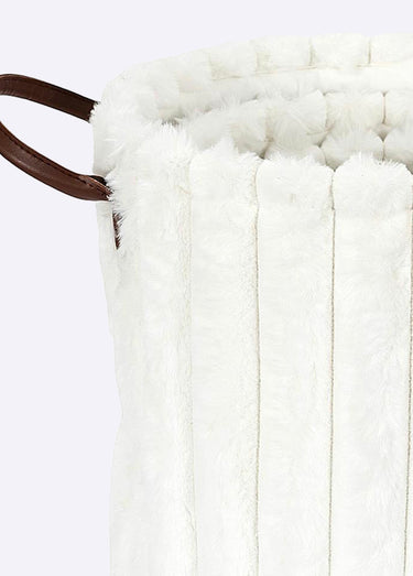 Paniers ronds rangement, effet fourrure Blanc