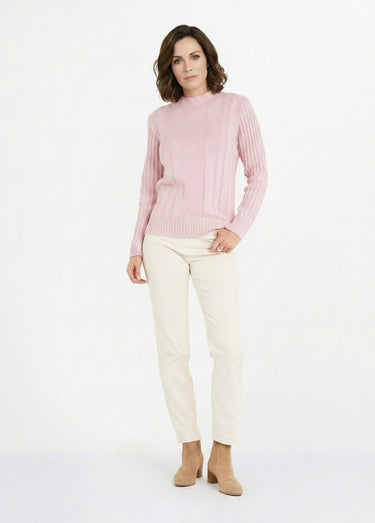 Pull chaud style irlandais col montant Lilas