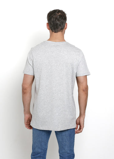 T-shirt col rond manches courtes, chiné Gris