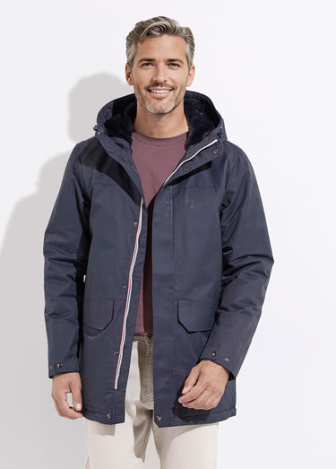 Parka à capuche intérieur fourrure Marine