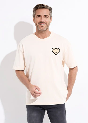T-shirt épais détail coeur bouclette Beige