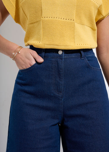 Bermuda taille haute denim stretch Stone
