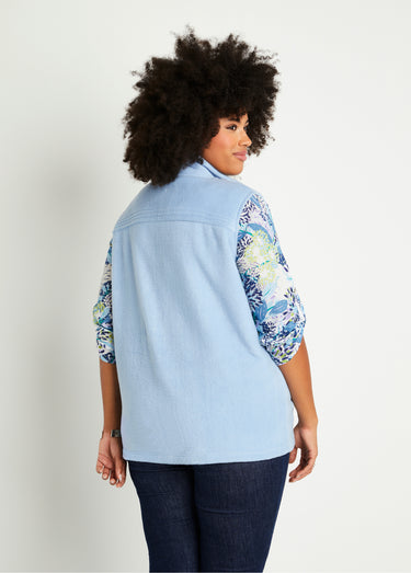 Blouson zippé sans manches polaire Bleu Ciel