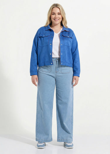 Veste en suédine détails contrastants Bleu Vif
