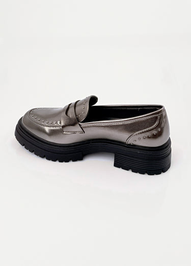 Mocassins métallisés semelle style chunky Argente