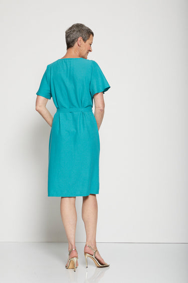 Robe courte droite tissu fluide uni Emeraude