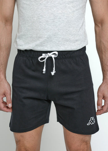 Short coton foncé ceinture élastiquée Noir