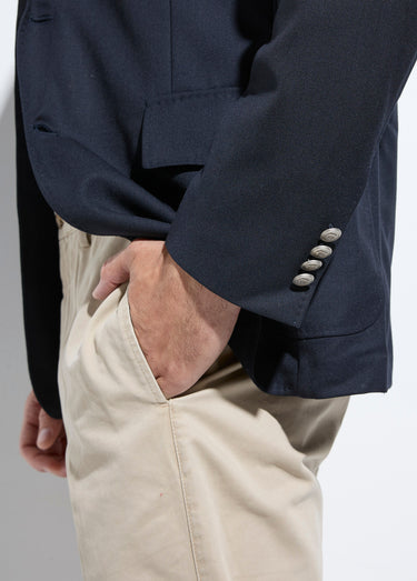 Veste blazer légère laine aspect natté Marine