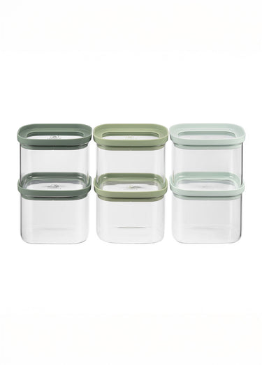 Set 6 petits bocaux de conservation verre Vert