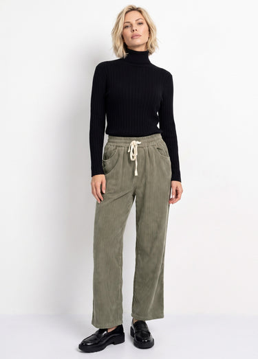 Pantalon élastique velours grosses cotes Kaki