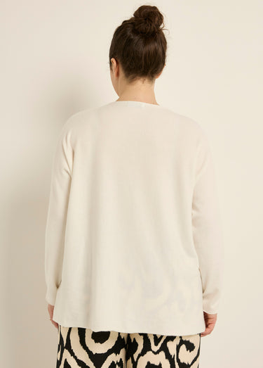 Pull tunique emmanchures descendues en maille Blanc