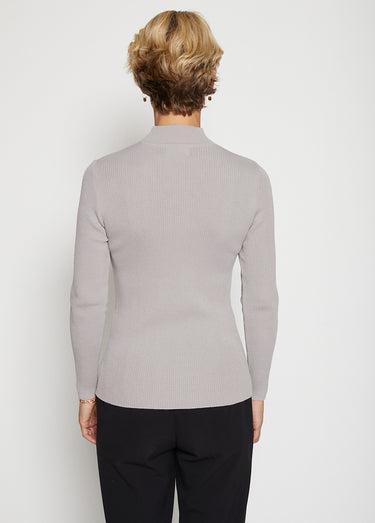 Pull col montant avec laine mérinos Gris Chine