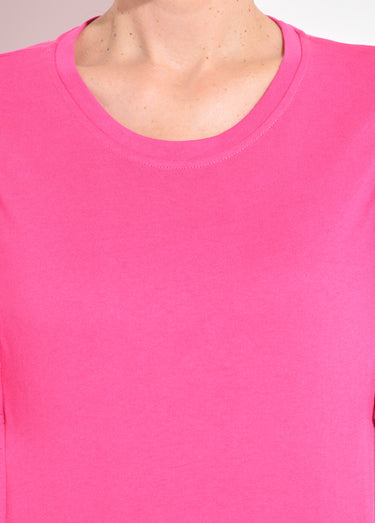 T-shirt manches courtes volantées ajourées Fuchsia