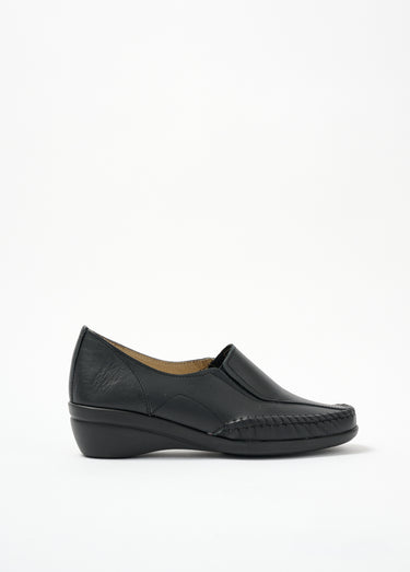 Mocassins compensés cuir grande largeur Noir