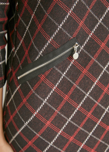 Robe chaude aspect lainage à carreaux Rouge/Noir