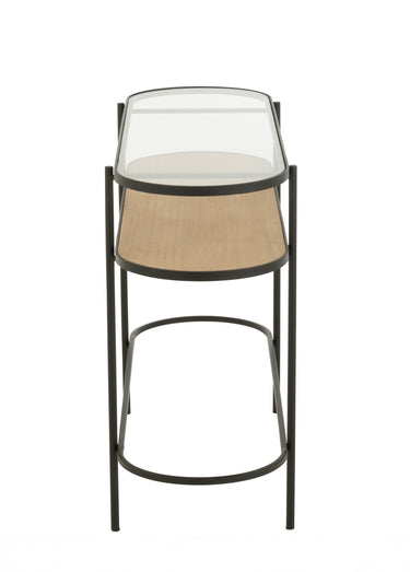 Console ovale chic métal, bois et verre Naturel