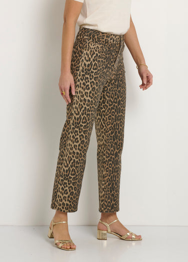 Jean 5 poches droit imprimé léopard Leopard