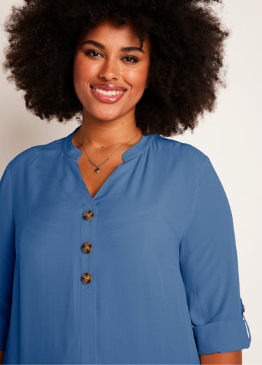 Tunique ample longue manches 3/4 Indigo