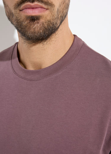 T-shirt col rond en coton épais Prune
