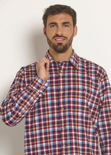 Chemise à carreaux en flanelle chaude Carreaux Bordeaux