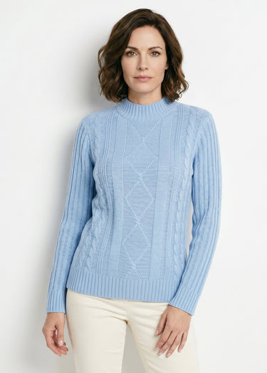 Pull chaud style irlandais col montant Ciel