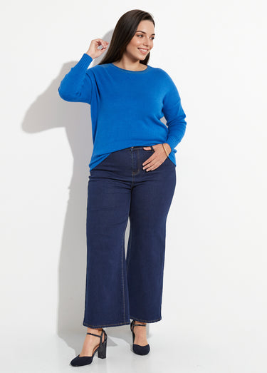 Pull encolure bateau avec bords côtelés Bleu Vif