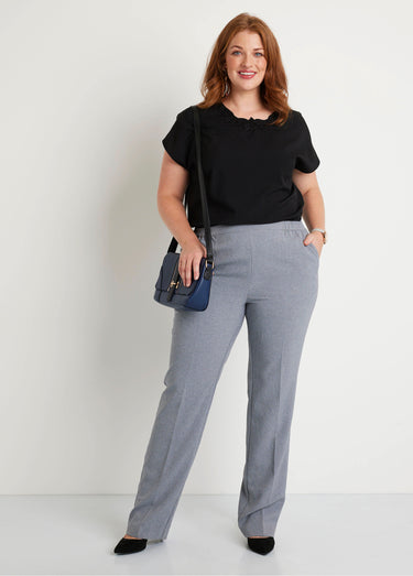Pantalon droit ceinture semi-élastiquée Argent