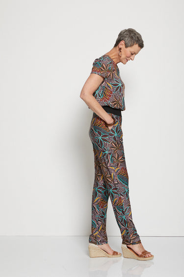 Combinaison-pantalon maille extensible Tomette/Vert