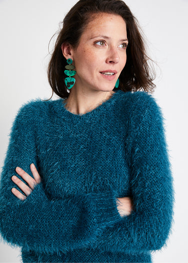 Pull maille douce effet poilu Canard