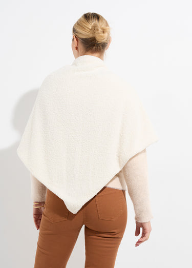 Poncho toucher laineux chainette métal Beige