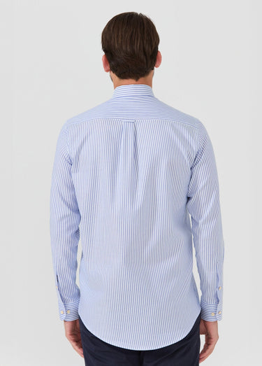 Chemise rayée popeline, col américain Bleu