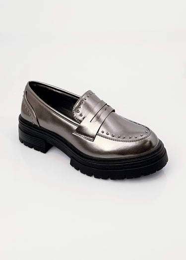 Mocassins métallisés semelle style chunky Argente
