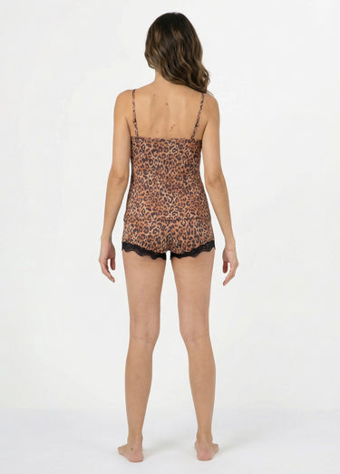 Pyjama short en stretch avec dentelle Leopard